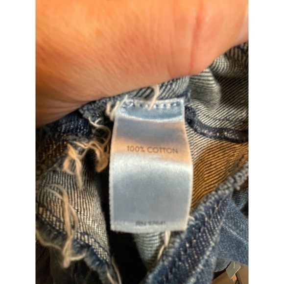 J.Jill Denim Button Up Western Denim Jacket Drawstring Waist & Fringe Raw Hem - Picture 8 of 12